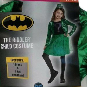 Batman The Riddler Girls Halloween Costume Villain Size M L Green Dress New